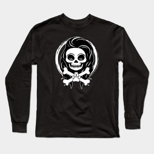 Female Pet Sitter Skull and Crossbones White Logo Long Sleeve T-Shirt